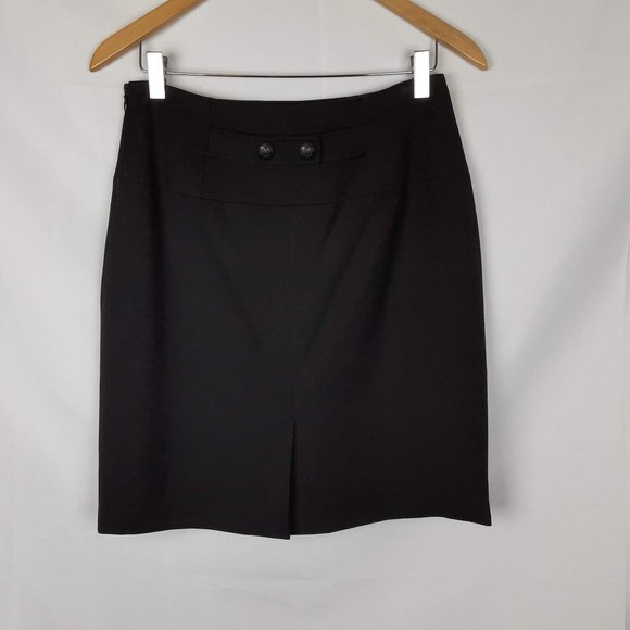 A-Line Black Skirt Tahari West Riding Buttons size 4P - Picture 4 of 7
